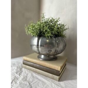 Vtg Marion Pewter Footed Scalloped Bowl 8" Decorative Metal Centerpiece